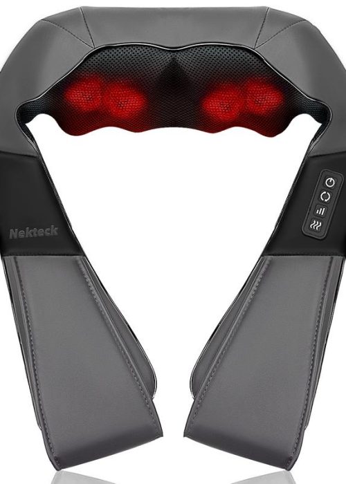 Medcursor Neck & Shoulder Massager with Heat Shiatsu 16 Deep-Kneading Nodes Adjustable Intensity Portable for Muscle Relaxation Ideal Christmas Gift