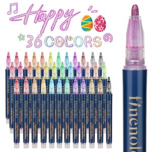 FINENOLO Outline Shimmer Markers, 36 & 48 Glitter Metallic Gel Pens for Coloring, Tween Teen Girl Christmas/Birthday Gifts Trendy Stuff, Cool Fun Art Crafts School Journaling Supplies for Kids Girls Ages 4 8 10 16 Year Old TikTokShopBlackFriday