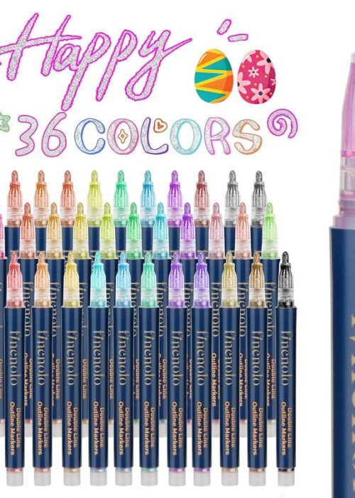 FINENOLO Outline Shimmer Markers, 36 & 48 Glitter Metallic Gel Pens for Coloring, Tween Teen Girl Christmas/Birthday Gifts Trendy Stuff, Cool Fun Art Crafts School Journaling Supplies for Kids Girls Ages 4 8 10 16 Year Old TikTokShopBlackFriday