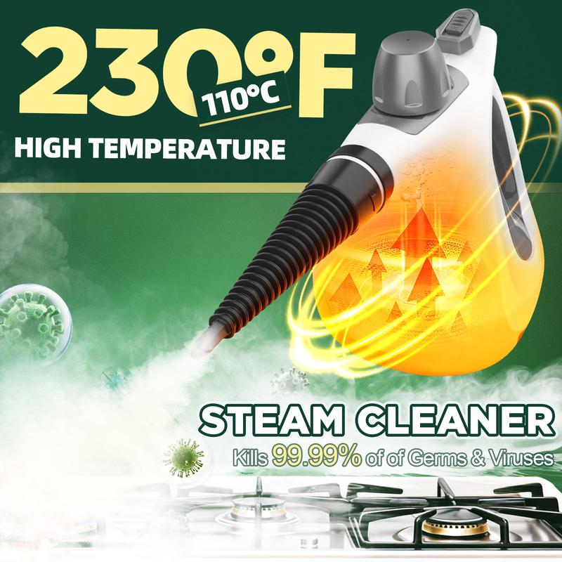 Phueut Pressurized Handheld Multi-Surface Natural Steam Cleaner with 12 pcs Replacement Parts , Multi-Purpose Steamer for Home Use, Kitchen and Car - Image 2