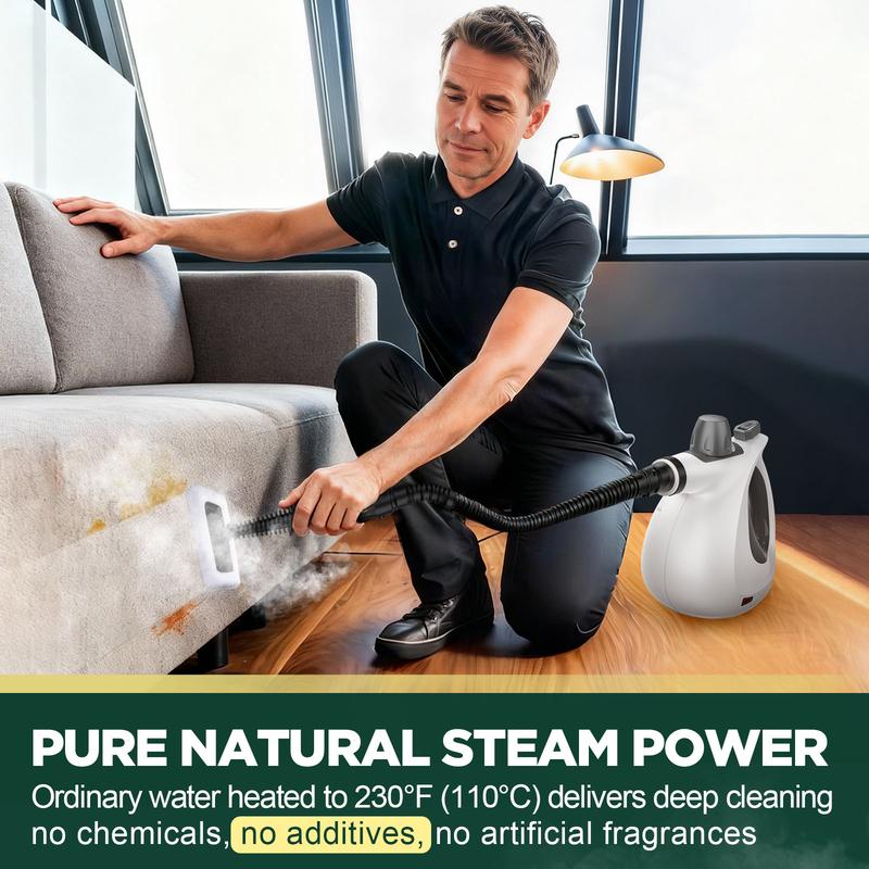 Phueut Pressurized Handheld Multi-Surface Natural Steam Cleaner with 12 pcs Replacement Parts , Multi-Purpose Steamer for Home Use, Kitchen and Car - Image 8