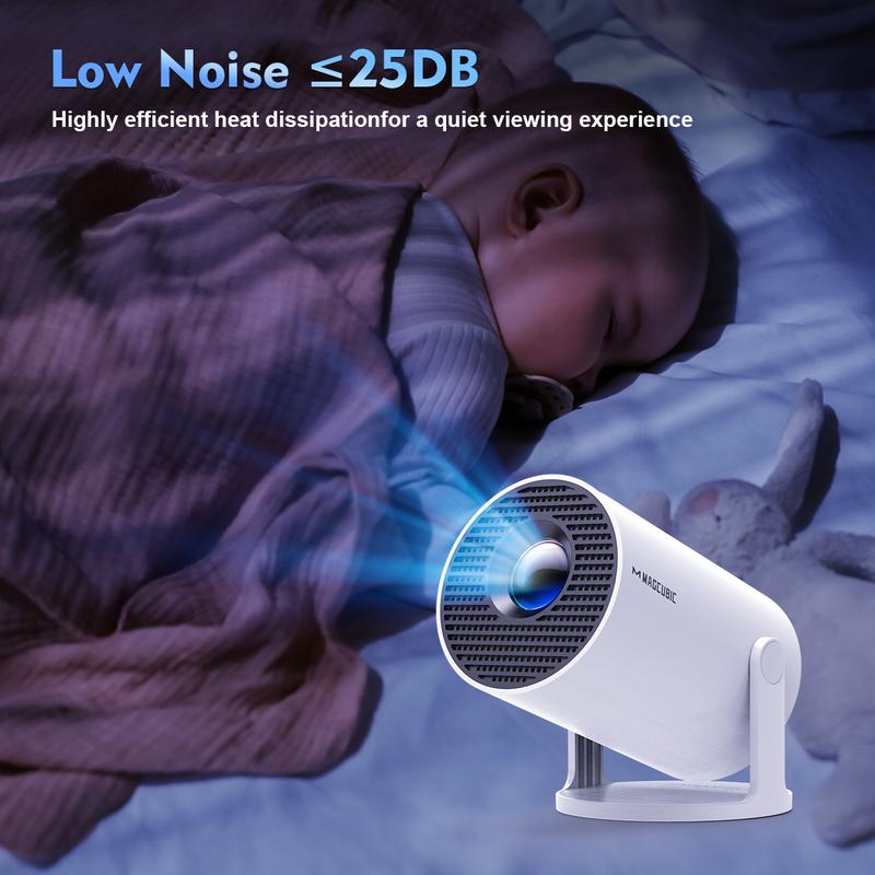 Magcubic HY300Pro Projector 290ANSI Android 14.0 Dual WiFi6 8K 4K Decode Auto Keystone Correction Wireless BT5.4 130"Screen 1280*720P Built-in Speaker Allwinner H726 180° Rotatable Mini Portable Home Cinema Outdoor Audio Gift - Image 2