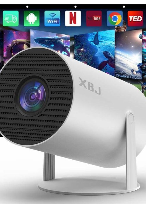 Mini Projector with WIFI 6 and Bluetooth, 4K 1080P Support Portable Projector 180° Rotatable 130'' Screen Movie Projector Auto Keystone Compatible for Laptop, PC, Smartphone (White) projector for bedroom movie night