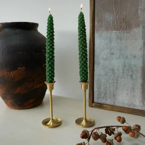 Emerald Christmas Tree Dinner Candles | Set of 2