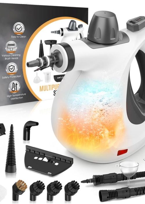 Phueut Pressurized Handheld Multi-Surface Natural Steam Cleaner with 12 pcs Replacement Parts , Multi-Purpose Steamer for Home Use, Kitchen and Car