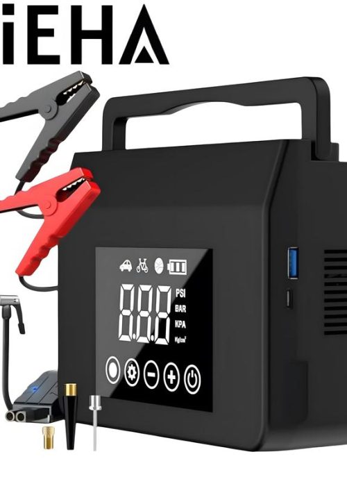 【Hieha】Winter savior Portable Car Jump Starter, 4000A Car Battery Jump Starter with 150PSI Tire Inflator, 12V Car Battery Jump Starter, 15000mAh Power Bank, with LED Light