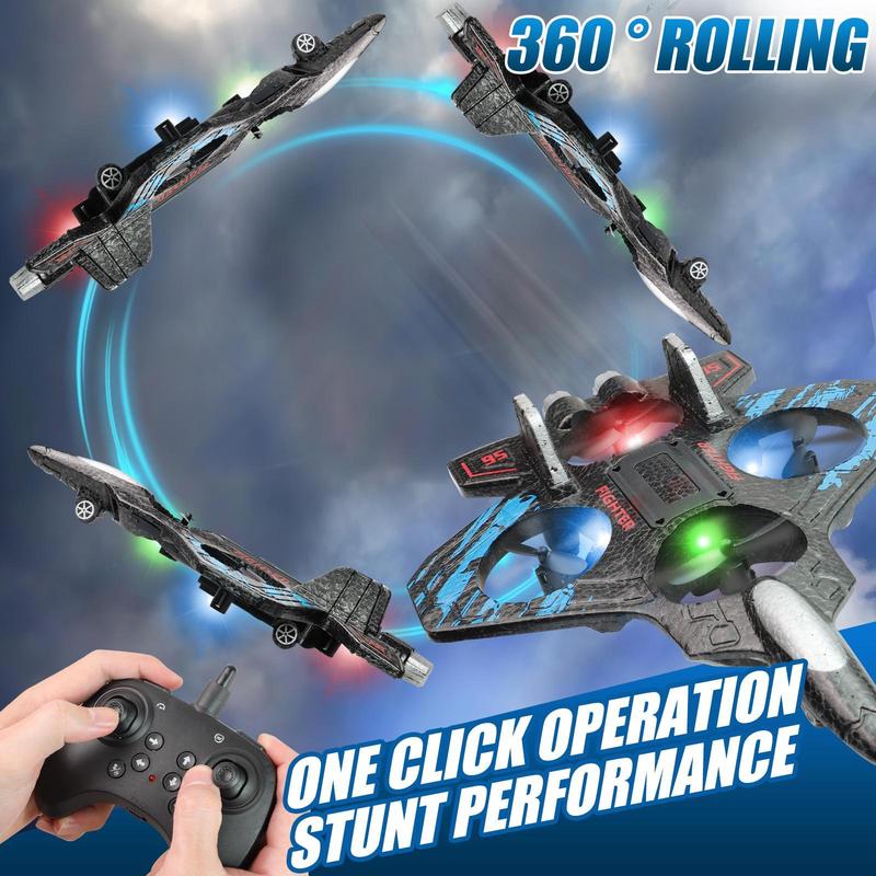 RC Stunt Fighter Jet Toy for Kids with 360° Flips & LED Lights | Easy to Fly Kids Drone - Image 2
