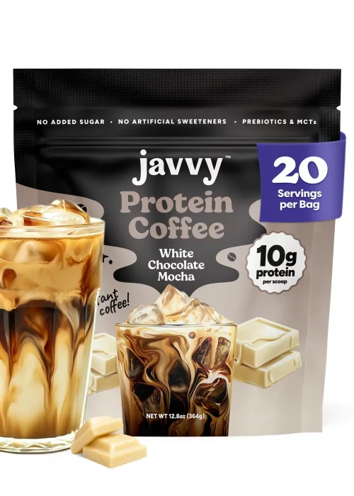 Javvy Coffee Instant Iced Protein Coffee - Premium Whey Protein & 100% Arabica Coffee - Zero Artificial Flavors & Sweeteners - Healthy Breakfast Drink Beans Beverage Natural
