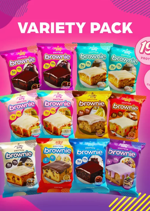 Prime Bites Protein Brownie Variety Pack - 19g Protein and 5g Collagen Chocolate Dessert